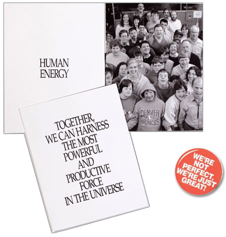 Our first effort, after developing the theme "We're Not Perfect, We're Just Great!" was to develop a capabilities brochure that RTR could use to search out employment opportunities for its clients.
